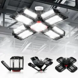 Produktbild: Ansobea LED Werkstatt Deckenleuchte, Garagenlampe 200W LED Garagenbeleuchtung 20000LM 6500K,Werkstatt Beleuchtung mit 12 Verstellbaren Paneelen,E26 / E27 Werkstattbeleuchtung