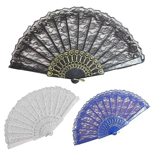 Produktbild: Ansodo 3Pcs Handfächer,fächer Hochzeit,Falten Handfächer Hochzeit, Hochzeitsfächer Brautfächer,für Hochzeit Wanddeko