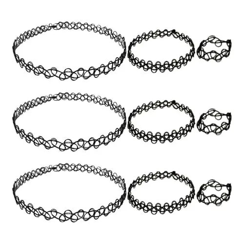 Produktbild: Ansodo Tattoo Kette,Elastische Halskette,9 Stück Fashion Bijouterie,Halsketten, Armbänder, Ringe, Für Mädchen Frauen Teen Mädchen Kinder