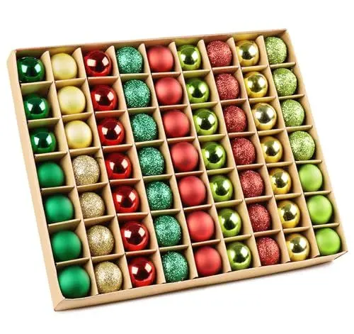 Produktbild: Anstore Weihnachtskugeln 63 Stücke 3CM Kunststoff Christbaumkugeln weihnachtskugeln Set Weihnachtsbaum Kugeln Weihnachtsbaum Deko
