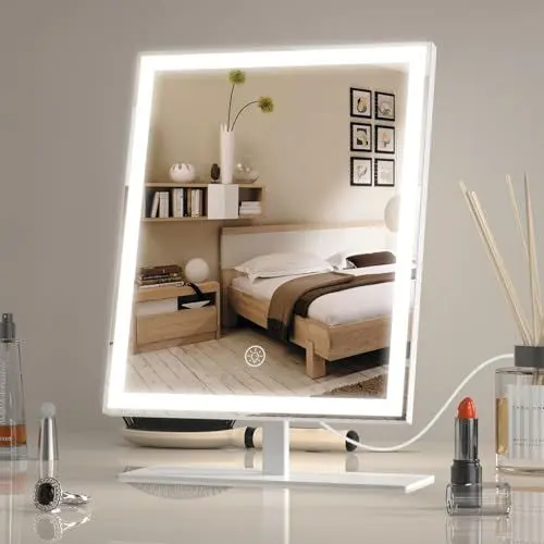 Produktbild: ANTENLICHT Schminkspiegel mit Beleuchtung, 3 Farbmodi, Dimmbar Schminkspiegel mit Licht, LED Hollywood Spiegel, Kosmetikspiegel mit Beleuchtung, Touch Control(Weiß, 12in)