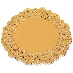 Produktbild: ANTETOK 100 Stück Gold 12 Zoll 30,5 cm Papier Deckchen Runde Spitze Papierteller für Party Hochzeit Tassenuntersetzer Papier Geschirrdekoration
