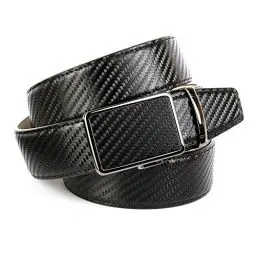 Produktbild: Anthoni Crown Gürtel Herren, Automatikgürtel mit Automatikschließe, schwarz, Karbonmuster, Ledergürtel für Anzug oder Jeans, 35mm breit, kürzbar. Modell 37KB10