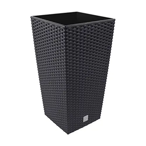 Produktbild: Anthrazit Premium Qualität 49 Liter Rato Design Rattan Pflanzkübel quadratisch