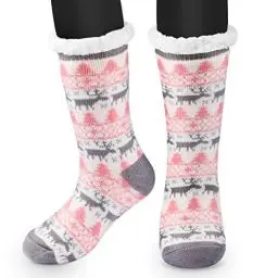 Produktbild: Anti Rutsch Socke, Winter Hausschuhe Socken, Damen Nicht Gleiten Strick Fleece Gefütterte Warme Slipper-Socken, Dicke Haussocken Plüsch Innen-Socken Geschenk, Einheitsgröße