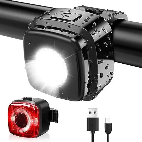 Produktbild: Antimi Fahrradleuchten-Set, StVZO-zugelassen Beleuchtungsset Led IPX5 Frontlicht + Rücklicht Fahrradlicht Set USB Typ C