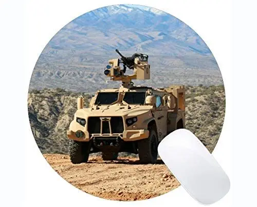 Produktbild: Anti-Rutsch-Runde Mauspad Matte, OshKosh L-ATV A Fahrzeuge Maschinengewehre Waffen Mousepad
