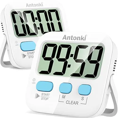 Produktbild: Antonki Küchentimer, 2 Stück Timer, Timer für Kinder, Digitaler Timer zum Kochen, Eieruhr, Magnetisch Timer für Lehrer, Klassenzimmer, Übung, Badezimmer, Backofen, Backen, Tabelle