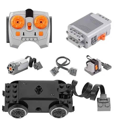 Produktbild: Antriebsset mit Geschwindigkeitsregelung für Züge Motor Power Function, 6-teiliges Elektrisch Spielzeug Motor, Technology Power Functions Set, mit Batteriebox, Kompatibel mit Technik Zug