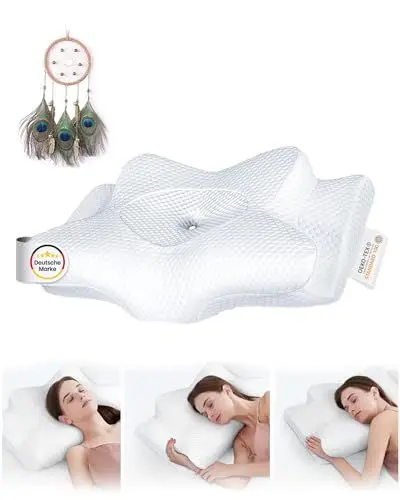 Produktbild: ANUK® Ergonomisches Kissen- Memory Foam Kissen- mit extra Traumfänger-Seitenschläfer-Rückenschläfer-Bauchschläfer-Allergikerfreundlich hergestellt-Orthopädisches Kopfkissen