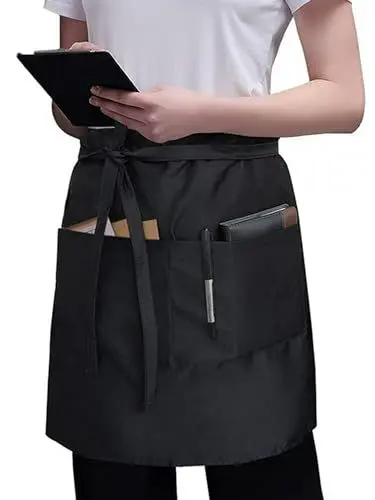 Produktbild: Anwangda Kochschürze Küchenschürze, Wasserdichte Schürze, Grillschürze mit 2 Taschen, Küche Halbe Schürze Taillenschürze, Herren Kochschürze Damen Küchenschürze für Küche, Restaurant, café(Schwarz)