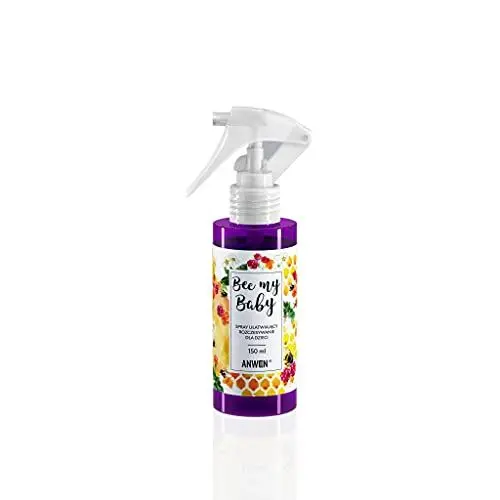 Produktbild: ANWEN Bee My Baby natürliches Spray für Kinderhaar zum Entwirren Entknoten und Kämmen mit Himbeerkaugummi Duft - pflegend mit Sheabutter & Honigextrakt