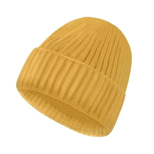 Produktbild: AnWILL Mütze Herren Damen Gelb Winter Wintermütze Frauen Beanie Mützen Männer Leichte Wintermützen Strickmütze One Size Herrenmütze Warm Dünne Jersey