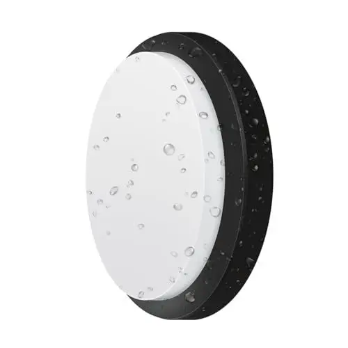 Produktbild: ANWIO Schwarz LED Deckenleuchte rund 13W, 980LM Außenleuchte Extra Flach 48mm IP54 Wasserfest Deckenlampe Bad Garage Keller Wandleuchte Neutralweiß 4000K - 1 Stück