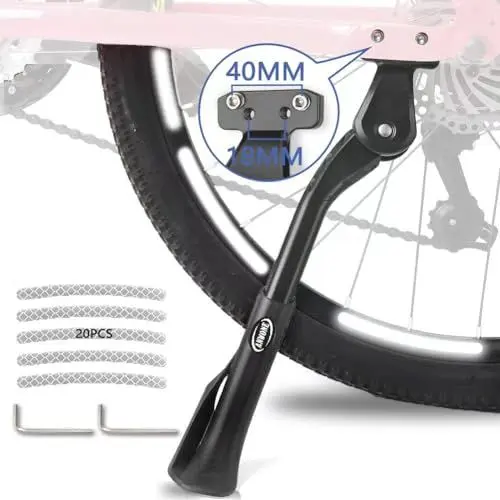Produktbild: ANWONE Fahrradständer 24-29 Zoll, Mountainbike Bike Stand für 40mm oder 18mm Lochabstand Bicycle mit 4 Löchern, Höhenverstellbar MTB Seitenständer, E-Bike, Citybike
