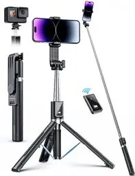 Produktbild: ANXRE Selfie Stick Handy Stativ Mit FernauslöSer (VerstäRkter Ständer),360° Drehbarer Tragbar 125cm Stativ Handyhalterung Tisch für Smartphone,Selfie Stick Stativ Kompatibel mit iphone Samsung Android