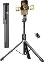 Produktbild: ANXRE 150cm Handy Stativ mit Licht FernauslöSer (All-In-One) Selfie Stick Handy Stativ Handyhalterung Tisch für Smartphones, Selfie Stick Stativ Kompatibel mit iPhone 15/14/13 Pro Max Android Samsung