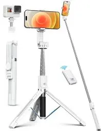 Produktbild: ANXRE Selfie Stick Handy Stativ Mit FernauslöSer (VerstäRkter Ständer＆Extra Long),Tragbar 125cm Stativ Handyhalterung Tisch für Smartphone,Selfie Stick Stativ Kompatibel mit iPhone Samsung Android