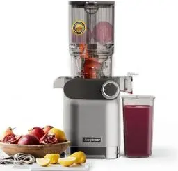 Produktbild: Anybear Entsafter, 200W Slow Juicer Kaltentsafter mit 110 mm großem Einfüllschacht für ganze Früchte/Gemüse | Upgraded Schnecke | Tritan-Material | BPA-frei | Inkl. Saftrezepte (Silber)