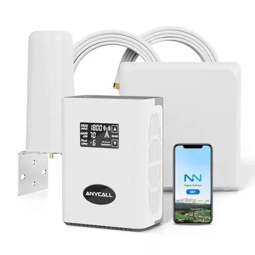 Produktbild: ANYCALL Mobilfunk Signalverstärker für Band 1, 3, 7, 20, Empfangsverstärker Handy für Haus und Büro, 5G 4G LTE 3G GSM Repeater für Alle Netzbetreiber O2 E-Plus T-Mobile, Handynetz Verstärker