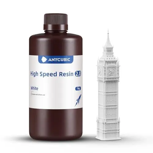 Produktbild: ANYCUBIC High Speed ​​2.0 3D Drucker Resin, Hochaktives, Niedrigviskoses und Hochliquides 3D-Harz, 170 mm/h Ultrahochgeschwindigkeitsdruck mit Anycubic Photon Mono M7 Pro 3D Drucker, Weiß, 1000g