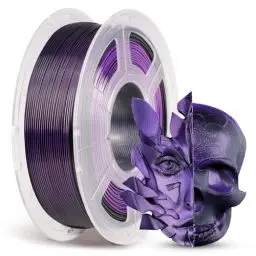 Produktbild: ANYCUBIC Silk PLA Filament, Dual Color PLA Silk Filament 1,75mm, 360° Farbwechsel 3D Drucker Filament, Seidentexturen Prächtige Farbe 1KG Schwarz Lila