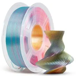 Produktbild: ANYCUBIC Silk PLA Filament, Tri Color PLA Silk Filament 1,75mm, 360° Farbwechsel 3D Drucker Filament, Seidentexturen Prächtige Farbe 1KG Rot Gelb Grün
