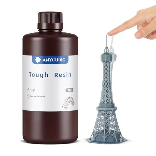 Produktbild: ANYCUBIC Tough Resin 2.0, 3D Drucker Resin mit Verbesserter Hoher Zähigkeit und Hoher Präzision, 365–405 nm Schnell Aushärtendes 3D Harz für 4/8/12/14K LCD/DLP/SLA 3D Drucker (Grau, 1000g)