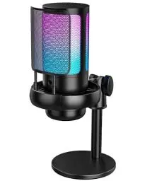 Produktbild: Anykuu USB Gaming Mikrofon 192kHZ/24bit Plug&Play Kondensator Microphone mit 1,5 m USB-C-Kabel Kompatibel mit PS4/5 PC RGB-Licht Anti-Verzerrung PC Mikrofon für Gaming Streaming Studio