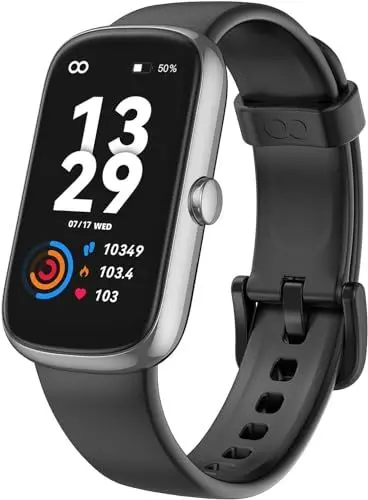 Produktbild: anyloop Fitness Tracker, 1,47 Zoll Fitnessuhr mit Pulsuhr SpO2 Sleep Tracker Schrittzähler IP68 Wasserdicht Smartwatch Aktivitätstracker 100+ Sportmodi Sportuhr für Damen Herren, Schwarz