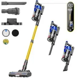 Produktbild: Anyson Akku Staubsauger, 45KPA/550W Staubsauger Kabellos,60 Minuten Laufzeit,Doppeltes Griffdesign,1.5L Staubsauger OLED-Display für Hartböden/Teppich