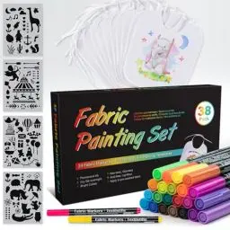 Produktbild: ANYUKE 10 Lätzchen zum Bemalen für Babyparty, 24 Waschbarer Textilstifte und 4 Schablonen, Gut für Babyparty Spiele, Babyparty Deko Mädchen und Junge, Baby Shower