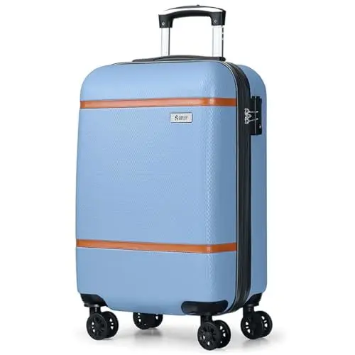 Produktbild: AnyZip Handgepäck Koffer Reisekoffer Trolley Leicht ABS + PC Hartschalenkoffer Flugzeug mit Rollen 4 Räder TSA Schloss(M, Haze Blau)