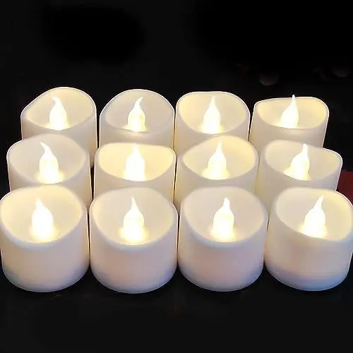 Produktbild: Anziner 12 Stück led teelicht mit Timer，6-Stunden-On und 18-Stunden-Off im 24-Stunden-Zyklus automatisch led kerzen mit timerfunktion in warmem Weiß für Halloween