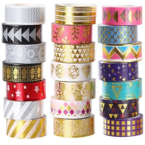 Produktbild: 21 Rollen Gold Folie Washi Tape Set, Folie Gold Masking tapes für scrapbook zubehör, bullet journal sticker, DIY Handwerk (15 mm Breite)