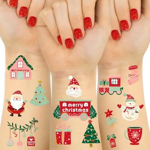 Produktbild: AOBKIAT Weihnachten Temporäre Tattoos,36 Stück Glitter Stil Tattoos Aufkleber für Körper Gesicht,Weihnachtsfeier Geschenktüte Dekoration,Büro Schule Weihnachten Party Zubehör