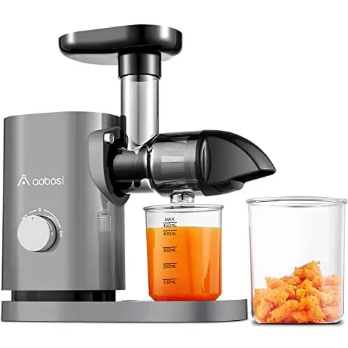 Produktbild: Slow Juicer-AOBOSI 250W Entsafter-Entsafter gemüse und obst testsieger mit 103 MM Einfüllschacht und 2 metallfreien Filtern-1.2L Saftpresse elektrisch mit 2 Patenten,Kirschrot