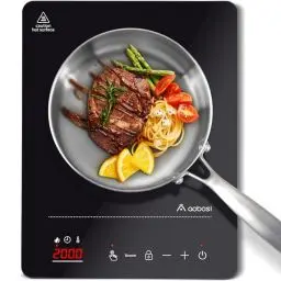 Produktbild: Aobosi Induktionskochfeld 1 Platte,Induktionskochplatte mit Booster-Funktion, 20 Leistungsstufen und Temperaturstufen,Kompakte Größe,2000W Tragbares Induktionskochfeld,10H-Timer,Schwarz