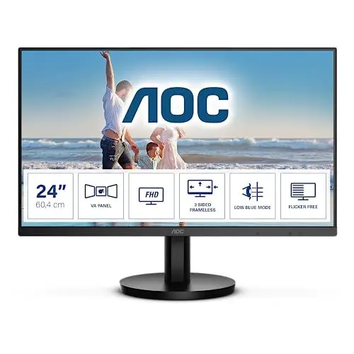 Produktbild: AOC 24B3HM - 24 Zoll Full HD Monitor, Adaptive Sync (1920x1080, 75 Hz, VGA, HDMI 1.4) schwarz