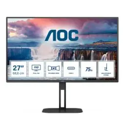 Produktbild: AOC 27V5C - 27 Zoll FHD Monitor, Lautsprecher, höhenverstellbar (1920x1080, 75 Hz, HDMI, DisplayPort, USB-C, USB Hub) schwarz