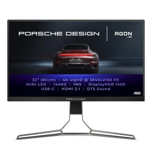 Produktbild: AOC AGON Pro PD32M - 32 Zoll UHD Gaming Monitor, 144 Hz, 1ms, HDR1400, FreeSync Premium Pro (3840x2160, HDMI 2.1, DisplayPort, USB-C, USB Hub) schwarz