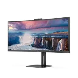 Produktbild: AOC CU34V5CW - 34 Zoll WQHD Curved Monitor, 2 MP Webcam, Lautsprecher, höhenverstellbar (3440x1440, 100 Hz, HDMI, DisplayPort, USB-C, USB Hub) schwarz
