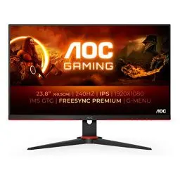 Produktbild: AOC Gaming 24G2ZE 60 cm (23,8 Zoll) Monitor (FHD, HDMI, DisplayPort, FreeSync, 0,5 ms Reaktionszeit (MPRT), 240 Hz, 1920 x 1080) schwarz/rot