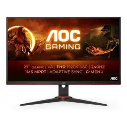 Produktbild: AOC Gaming 27G2ZNE - 27 Zoll Full HD Monitor, 240 Hz, 1 ms MPRT, FreeSync Prem. (1920x1080, HDMI 1.4, DisplayPort 1.2) schwarz/rot