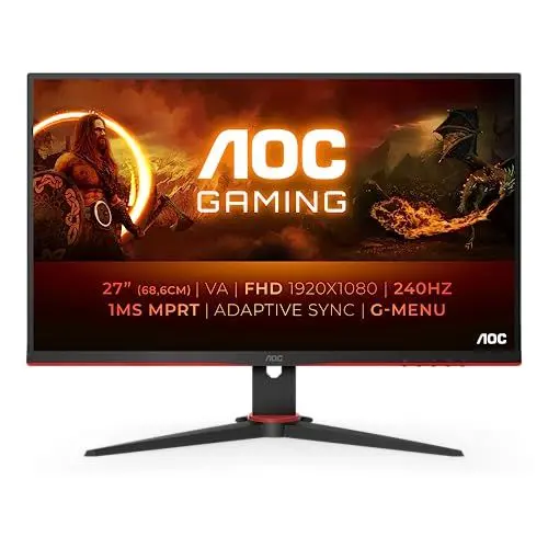 Produktbild: AOC Gaming 27G2ZNE - 27 Zoll Full HD Monitor, 240 Hz, 1 ms MPRT, FreeSync Prem. (1920x1080, HDMI 1.4, DisplayPort 1.2) schwarz/rot