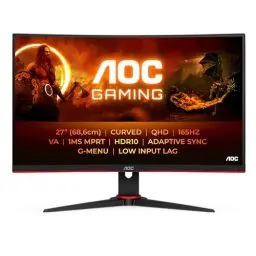 Produktbild: AOC Gaming CQ27G2SE - 27 Zoll QHD Curved Monitor, FreeSync Premium (2560x1440, 165 Hz, HDMI 1.4, DisplayPort 1.2) schwarz-rot