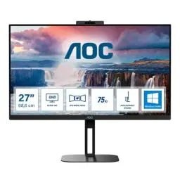 Produktbild: AOC Q27V5CW - 27 Zoll QHD Monitor, Webcam, Lautsprecher, höhenverstellbar (2560x1440, 75 Hz, HDMI, DisplayPort, USB-C, USB Hub) schwarz