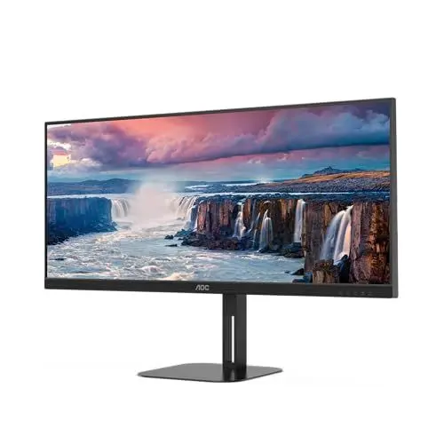 Produktbild: AOC U34V5C - 34 Zoll WQHD Monitor, Lautsprecher, höhenverstellbar (3440x1440, 100 Hz, DisplayPort, HDMI, USB-C, USB Hub) schwarz