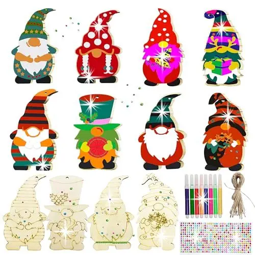 Produktbild: Aodmti Weihnachtsdeko Holz Weihnachtsanhänger, 40 Stück Weihnachten Basteln Holzanhänger,DIY Weihnachtsbaum Deko zum Bemalen,Christbaumschmuck Holz Set,Weihnachtsmann Baumschmuck Basteln Weihnachten
