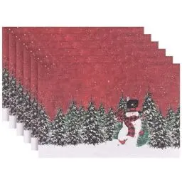 Produktbild: Aofmee Platzset Weihnachten, Tischset Weihnachten Abwaschbar 6er Set, Platzdeckchen PVC rutschfest Hitzebeständig, Abwischbar Weihnachtstischset für Küche Esstisch Party Dekoration, Leicht zu Reinigen